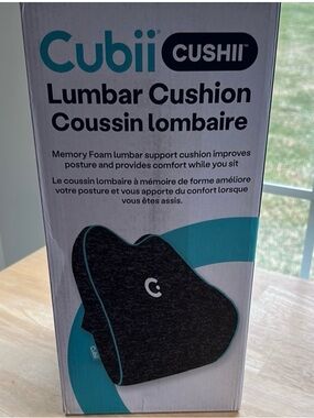 Cubii Cushii Lumbar Cushion in Dark Gray with Teal Logo